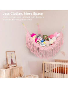 Hamaca Grande FLOCNOKY Rosa para Almacenamiento de Peluches 2