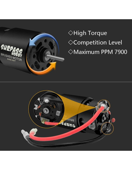 Motor Eléctrico Cepillado SURPASS HOBBY 550 35T 9500 RPM Motor Eléctrico Cepillado SURPASS HOBBY 550 35T 9500 RPM