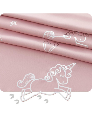 Cortinas Opacas Vangao Unicornio Rosa 2 Paneles 52x84 cm