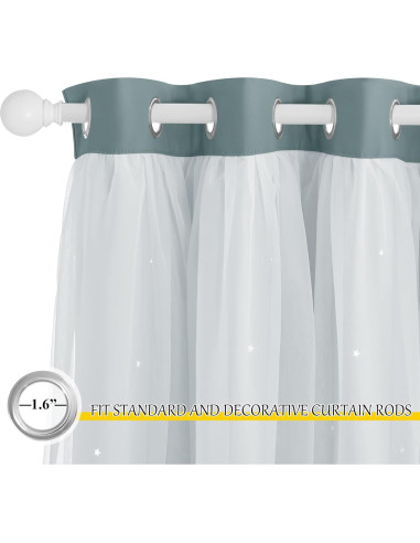 Cortinas NICETOWN Doble Capa Estrellas 132x160 cm 2 Piezas