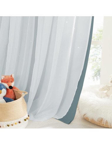 Cortinas NICETOWN Doble Capa Estrellas 132x160 cm 2 Piezas