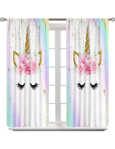 Cortinas de Unicornio SXXLDNG 2 Paneles 21x45 cm Blackout
