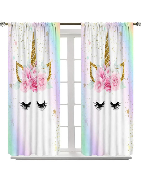 Cortinas de Unicornio SXXLDNG 2 Paneles 21x45 cm Blackout Cortinas de Unicornio SXXLDNG 2 Paneles 21x45 cm Blackout