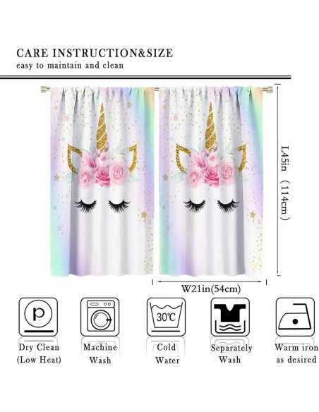 Cortinas de Unicornio SXXLDNG 2 Paneles 21x45 cm Blackout Cortinas de Unicornio SXXLDNG 2 Paneles 21x45 cm Blackout