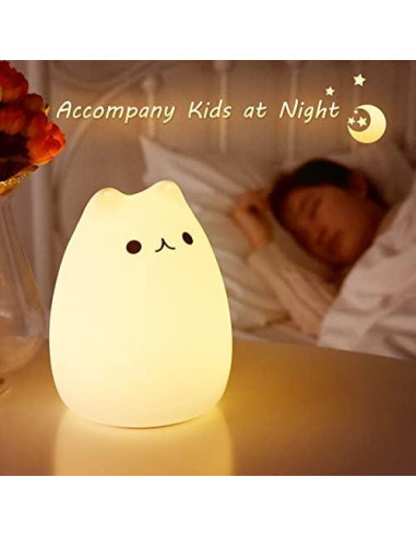 Luz Nocturna Gato ZKLiLi USB Recargable 7 Colores