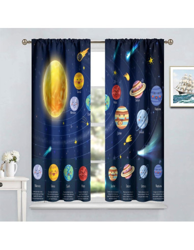 Cortinas Opacas Infantil Espacio 2 Paneles 53.5x114cm