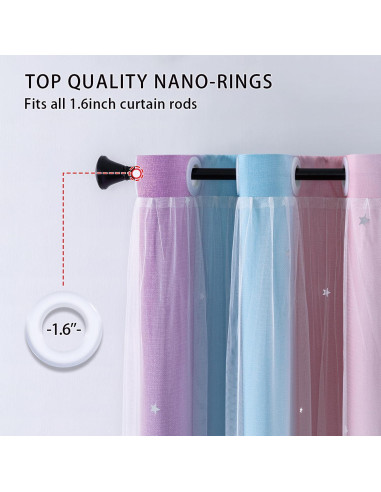Cortina Opaca XiDi Arcoíris Rosa para Niñas 85x183 cm