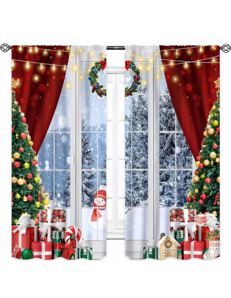 Cortinas Rojas de Navidad Lnepty 2 Paneles 53x160 cm Cortinas Rojas de Navidad Lnepty 2 Paneles 53x160 cm