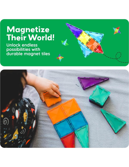 PicassoTiles 100 Piezas Bloques Magnéticos Mini Viaje PicassoTiles 100 Piezas Bloques Magnéticos Mini Viaje