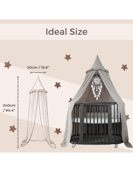 Dosel para Cama Infantil Wonder Space Gris Algodón 240x50cm Dosel para Cama Infantil Wonder Space Gris Algodón 240x50cm