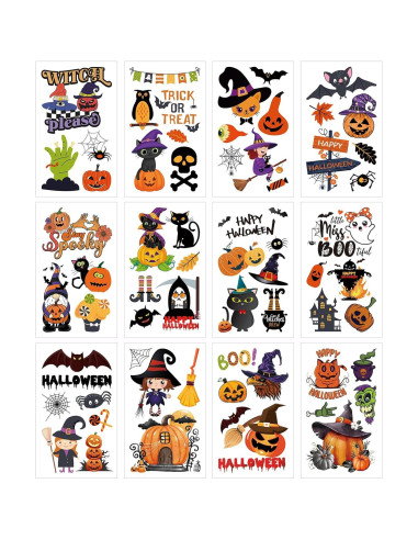 64 Tatuajes Temporales de Halloween Geengob para Niños