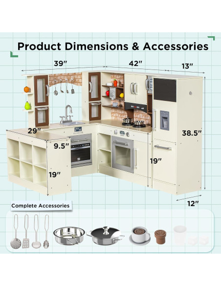 Juego de Cocina Modular para Niños - 3 Piezas con Luz y Sonido Juego de Cocina Modular para Niños - 3 Piezas con Luz y Sonido