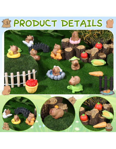 Juego de figuras de capibara mini 37 piezas decoración