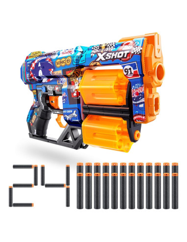 Blaster X-Shot Skins Dread Sonic con 24 Dardos - ZURU