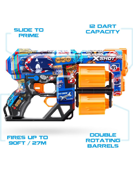 Blaster X-Shot Skins Dread Sonic con 24 Dardos - ZURU Blaster X-Shot Skins Dread Sonic con 24 Dardos - ZURU
