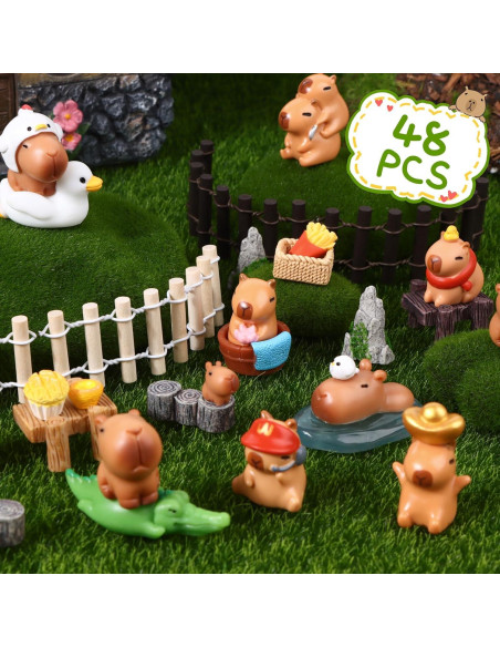 Juego de Mini Figuras de Capibara 48 Pcs Accesorios Jardín Juego de Mini Figuras de Capibara 48 Pcs Accesorios Jardín