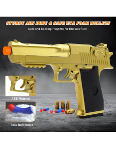 Pistola de Juguete Dorada Trokiomi con 50 Balas Blandas 2