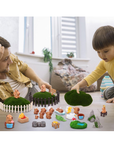 Juego de Mini Figuras de Capibara 48 Pcs Accesorios Jardín