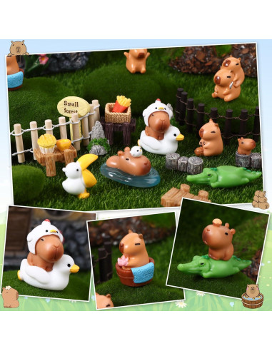 Juego de Mini Figuras de Capibara 48 Pcs Accesorios Jardín