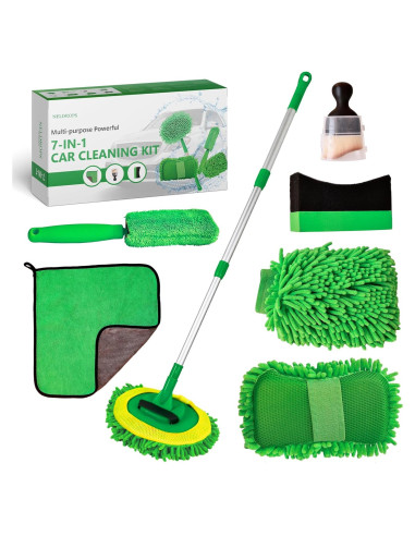Kit de Limpieza de Autos 7 en 1 NELDROPS - Mop Telescópico y Accesorios