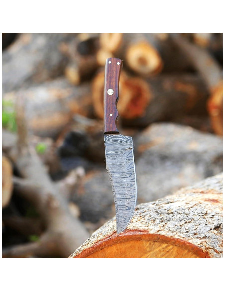 Cuchillo de Caza Fijo Cuchillos Decentes Damasco 23 cm con Funda Cuchillo de Caza Fijo Cuchillos Decentes Damasco 23 cm con Funda