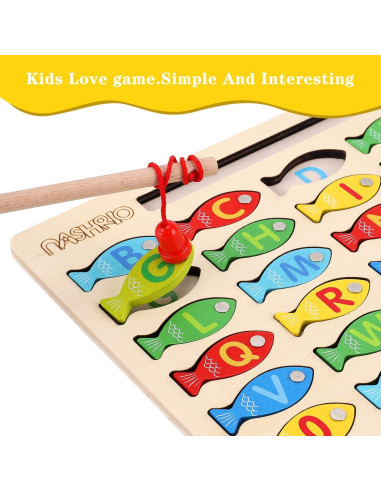Juego de Pesca Magnético de Madera NASHRIO para Niños 3-5 Años
