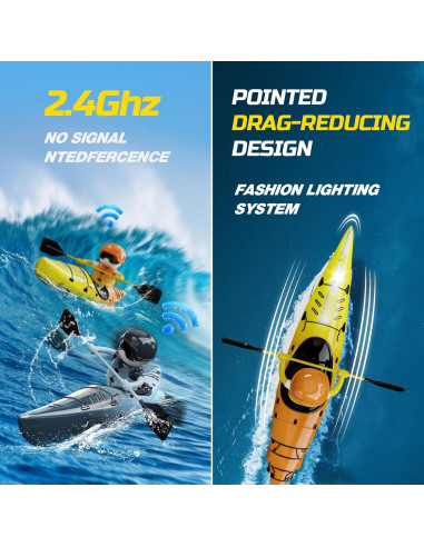 Kayak RC DEERC DE96-YW para Niños con Luz LED 0.18 kg