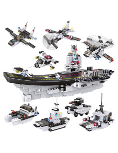 Set de Bloques de Construcción WishaLife Portaaviones 1320 Piezas