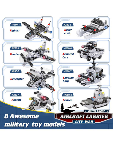 Set de Bloques de Construcción WishaLife Portaaviones 1320 Piezas