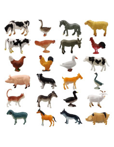 24 Mini Figuras de Animales de Granja PPXMEEUDC 3-6,6 cm