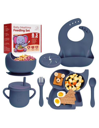 Juego de Alimentación de Silicona Mummentos 8 Piezas Bebés