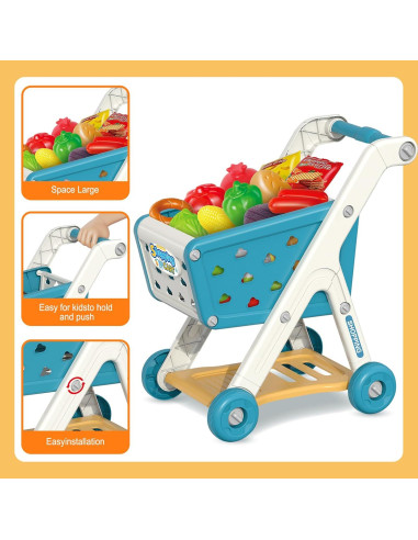 Carrito de Compras Yalujumb con Registradora y Comida 80 PCS