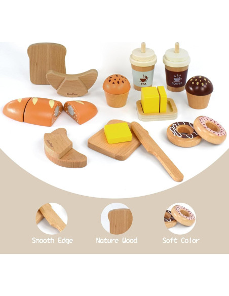 Juego de Comida de Madera PairPear para Niños 21 Piezas Juego de Comida de Madera PairPear para Niños 21 Piezas