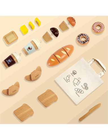 Juego de Comida de Madera PairPear para Niños 21 Piezas