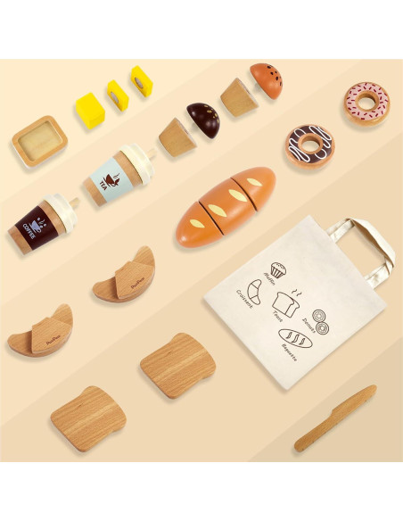 Juego de Comida de Madera PairPear para Niños 21 Piezas Juego de Comida de Madera PairPear para Niños 21 Piezas