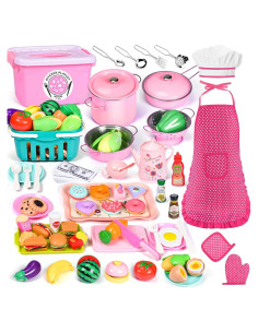 Set de Cocina de Juguete 121 Piezas para Niños con Delantal