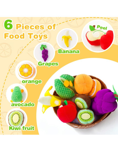Set de Comida de Juguete PHEZAPA Canasta de Frutas 22x16cm