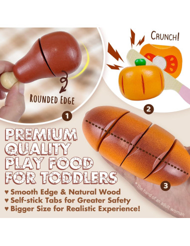 Juguete de Comida de Madera Beberolen para Niños 18.9x6.1cm