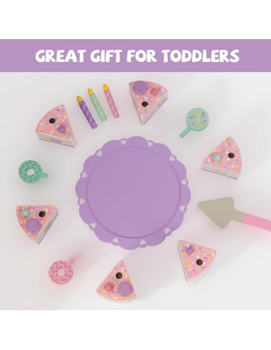 Juguete de Pastel de Madera WoodenEdu para Niños 1-3 Años