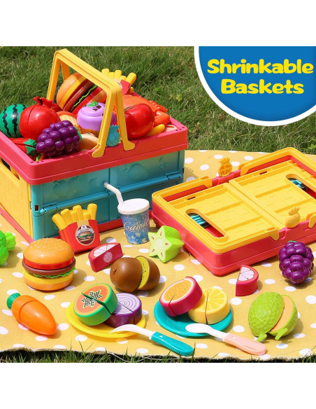 Juego de Comida de Corte 100 PCS Cawiew para Niños Juego de Comida de Corte 100 PCS Cawiew para Niños