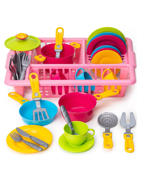 Juego de Platos de Cocina para Niños TECHNOK 33 Pzs Rosa Juego de Platos de Cocina para Niños TECHNOK 33 Pzs Rosa