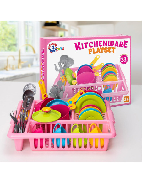 Juego de Platos de Cocina para Niños TECHNOK 33 Pzs Rosa Juego de Platos de Cocina para Niños TECHNOK 33 Pzs Rosa
