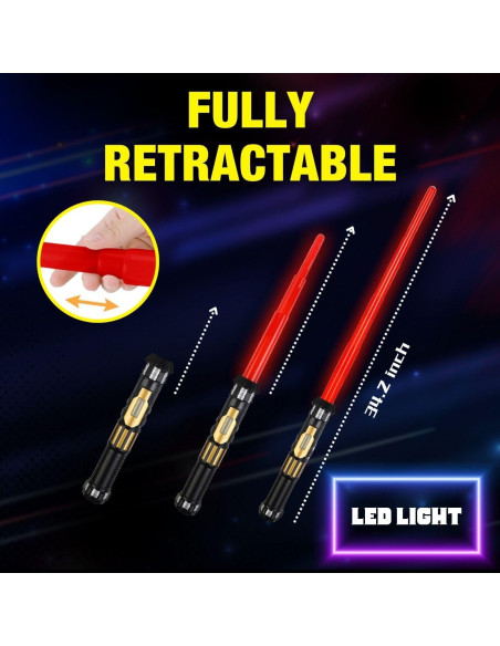 Set de 12 Sables LED Liberty Imports - Espadas Retráctiles con Sonido Set de 12 Sables LED Liberty Imports - Espadas Retráctiles con Sonido