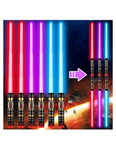 Paquete de 6 Espadas LED Brillantes Bakatatoyz 2 en 1