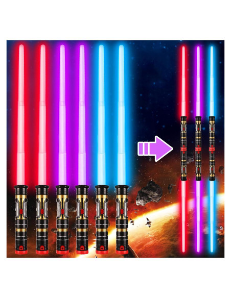 Paquete de 6 Espadas LED Brillantes Bakatatoyz 2 en 1 Paquete de 6 Espadas LED Brillantes Bakatatoyz 2 en 1