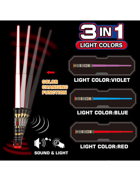 Paquete de 6 Espadas LED Brillantes Bakatatoyz 2 en 1 Paquete de 6 Espadas LED Brillantes Bakatatoyz 2 en 1