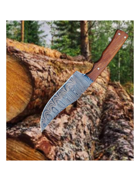 Cuchillo de Caza Fijo Cuchillos Decentes Damasco 23 cm con Funda Cuchillo de Caza Fijo Cuchillos Decentes Damasco 23 cm con Funda