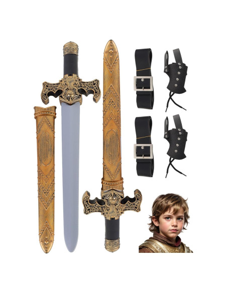 Espadas de Plástico para Niños con Fundas Doradas - 57.79 cm Espadas de Plástico para Niños con Fundas Doradas - 57.79 cm