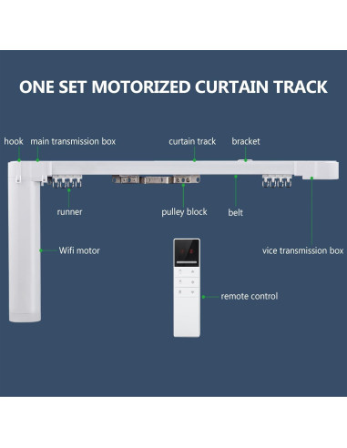 Riel Motorizado de Cortinas ZSTARR 220cm Control Remoto