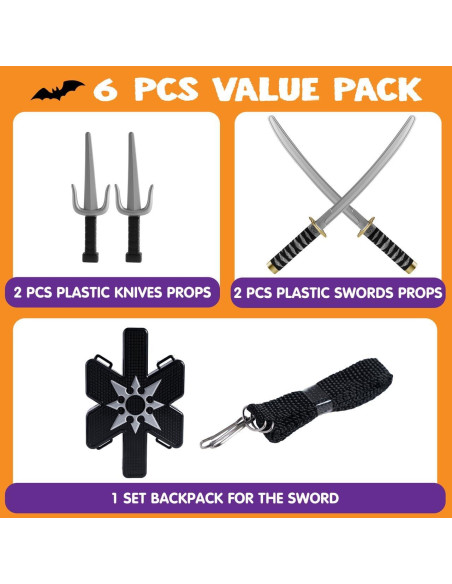 Conjunto de Armas Ninja Spooktacular con Mochila y Espadas Conjunto de Armas Ninja Spooktacular con Mochila y Espadas